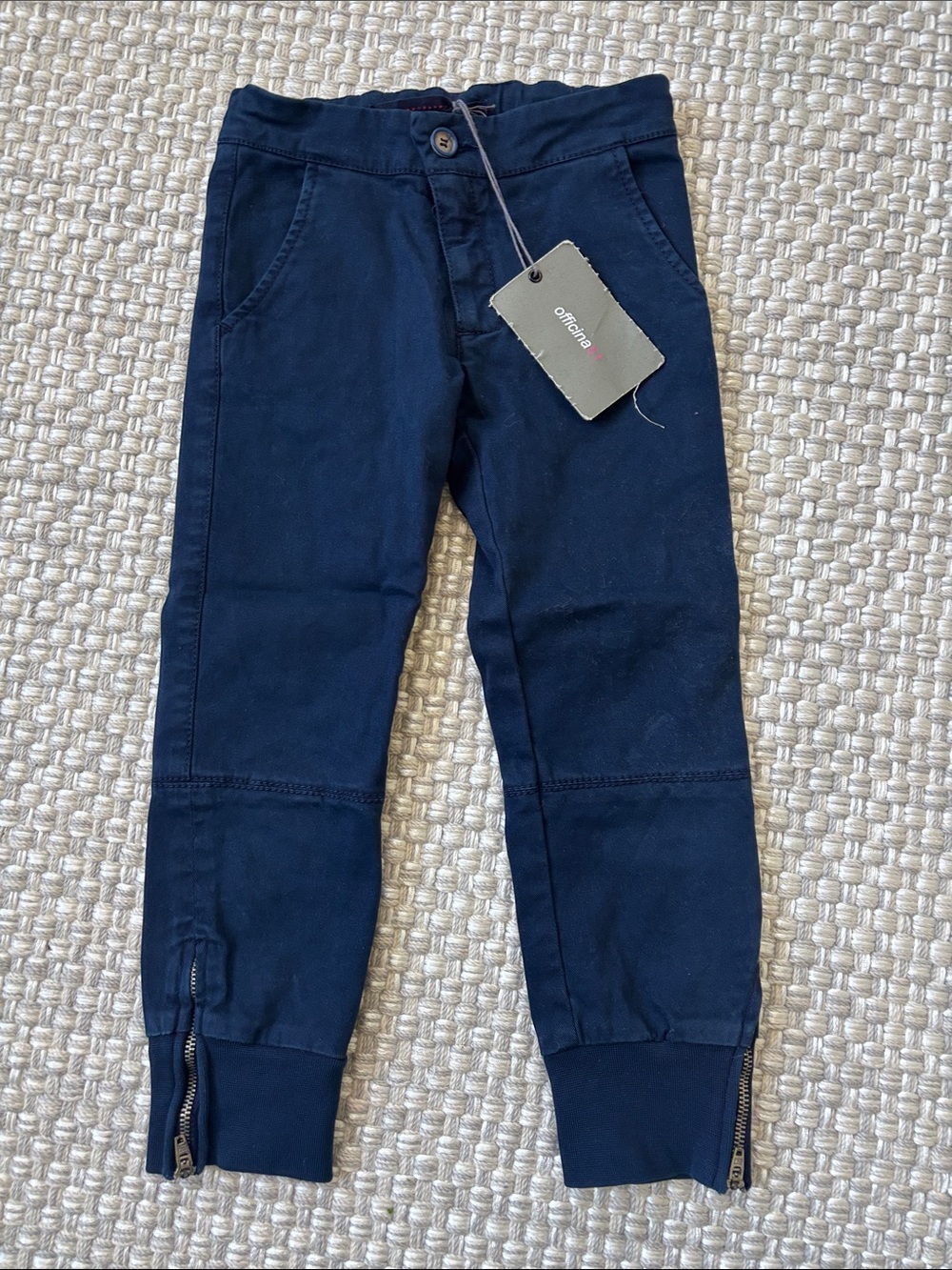 Navy Kids Zip Hem Jogger Pants